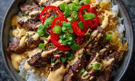 Scrumptious Korean BBQ Steak Rice Bowls with Spicy Cream Sauce