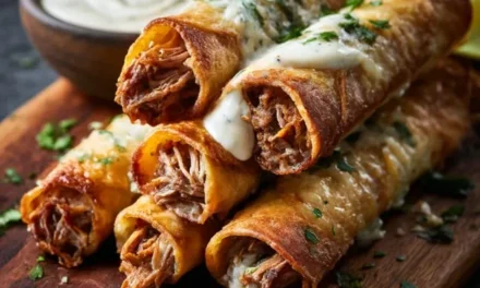 Cheesy Pulled Pork Taquitos with Chipotle Ranch Dressing – A Delicious Instant Classic