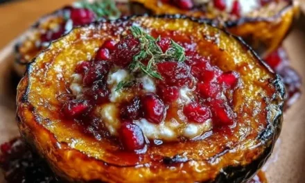 Honey-Glazed Acorn Squash with Creamy Goat Cheese and Cranberry Drizzle