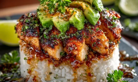 Honey Lime Chicken & Avocado Rice Stack