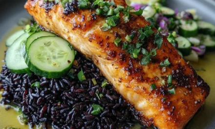 Miso Salmon with Black Rice and Coconut Cucumber Salad