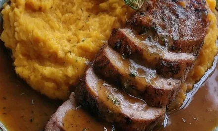 Pork Tenderloin with Apple Cider Glaze and Sweet Potato Mash