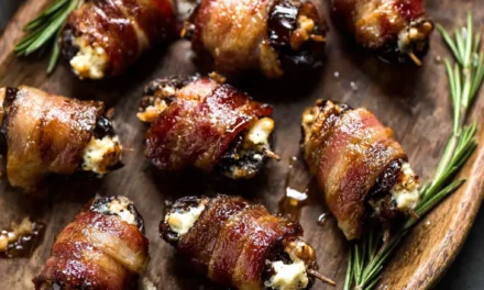 Goat Cheese Stuffed Bacon Wrapped Dates with Rosemary Honey: A Heavenly 15-Minute Appetizer