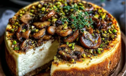 Pistachio and Mushroom Cheesecake with Feta & Parmesan Crust: A Delightful Delight