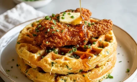Cheddar Chive Waffles with Hot Honey Chicken