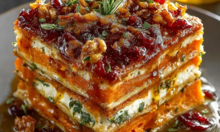 Vegetable Lasagna with Sweet Potato, Butternut Squash & Cranberry Glaze – A Comforting Classic