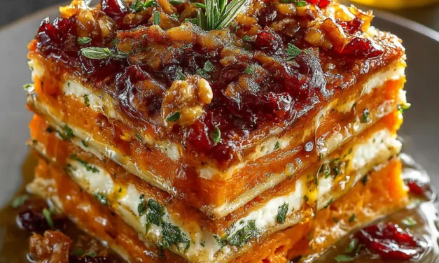Vegetable Lasagna with Sweet Potato, Butternut Squash & Cranberry Glaze – A Comforting Classic
