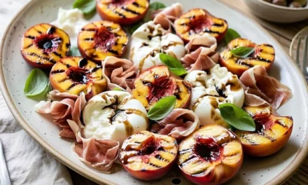 Grilled Peaches with Burrata and Prosciutto
