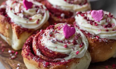 Red Velvet Valentine’s Day Cinnamon Rolls