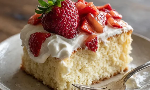 Tres Leches Cake with Fresh Strawberry Topping