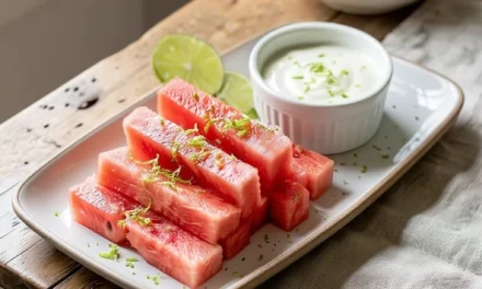 Watermelon Fries with Lime Crema