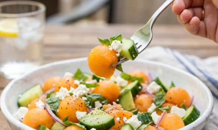 Refreshing Cantaloupe and Cucumber Salad with Basil & Feta